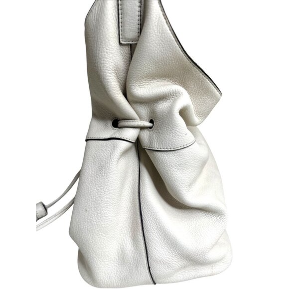 DKNY White Leather Drawstring Shoulder Bag With Tassels - Picture 3 of 15